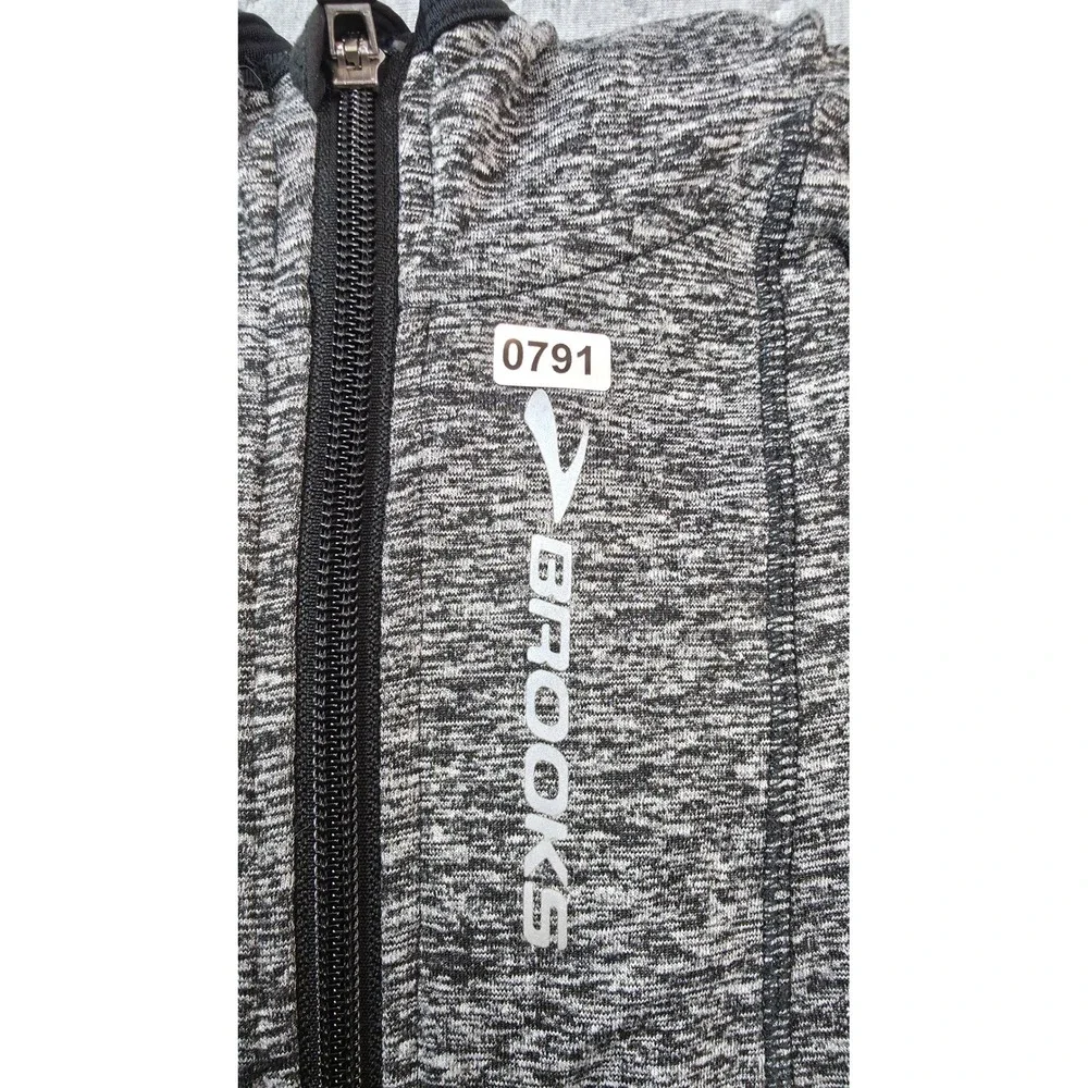 Brooks Full Zip Running Jacket Womens Grey Space Dye Thumbhole Reflective EX